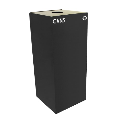Witt Industries GeoCube 36 Gallon Recycling Receptacle, Cans and Bottles, Charcoal Black